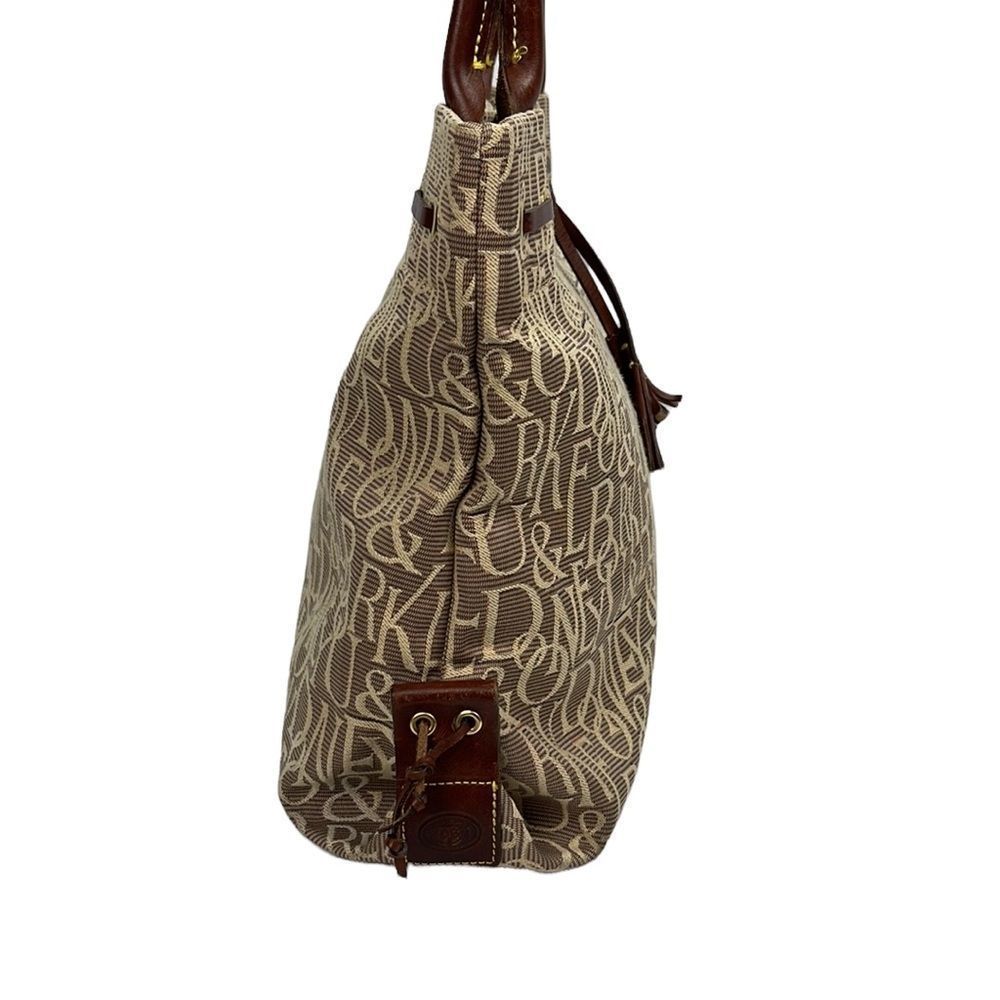 Dooney & Bourke Vintage Signature Tassel Tote Tan / Cream Canvas Leather… - Picture 7 of 15